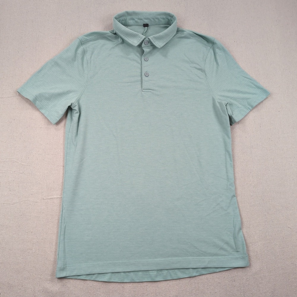 LuluLemon Shirt Mens Small Green Striped Performance Casual Office